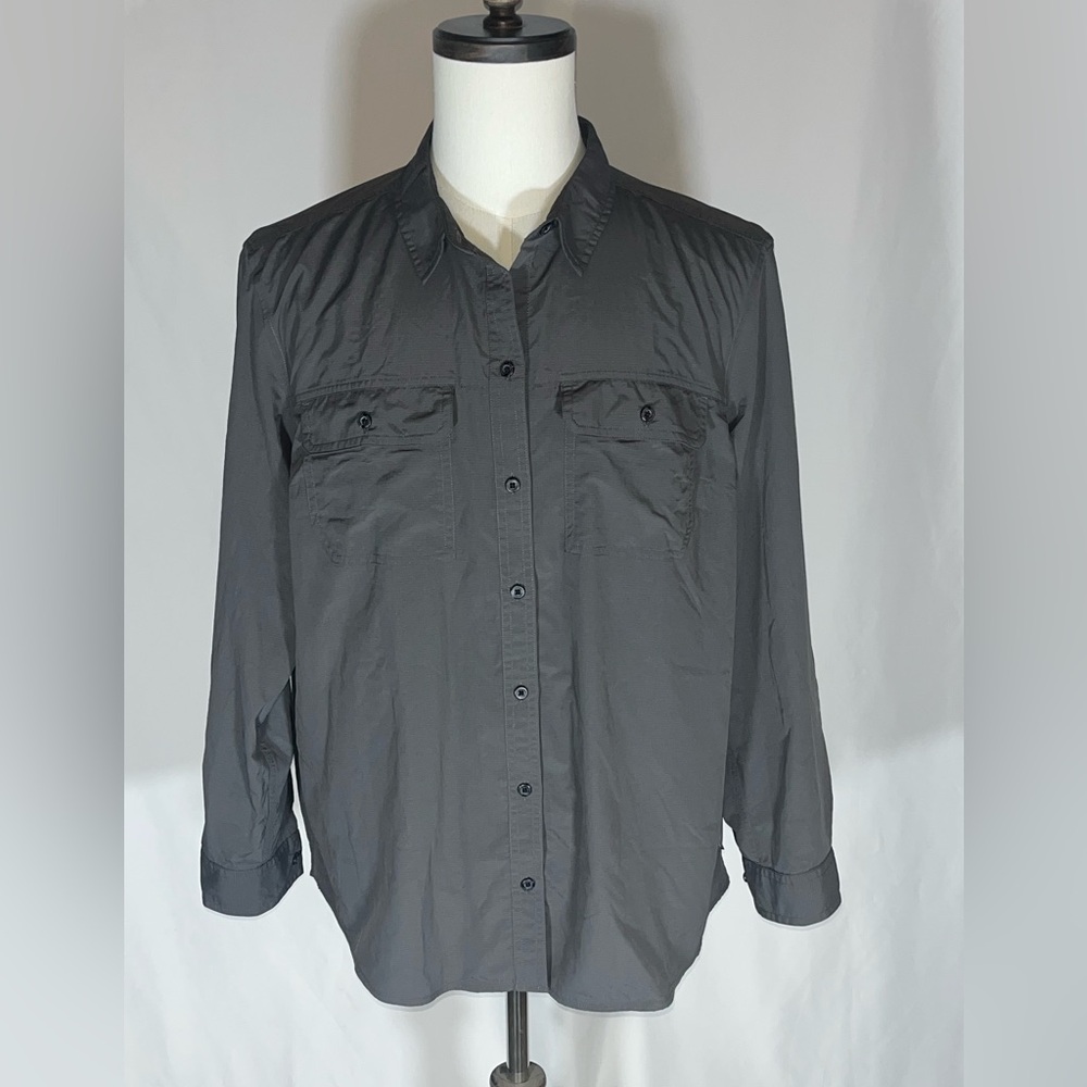 Eddie Bauer Women's XL Long Sleeve Fishing Shirt Grey Moisture Wicking